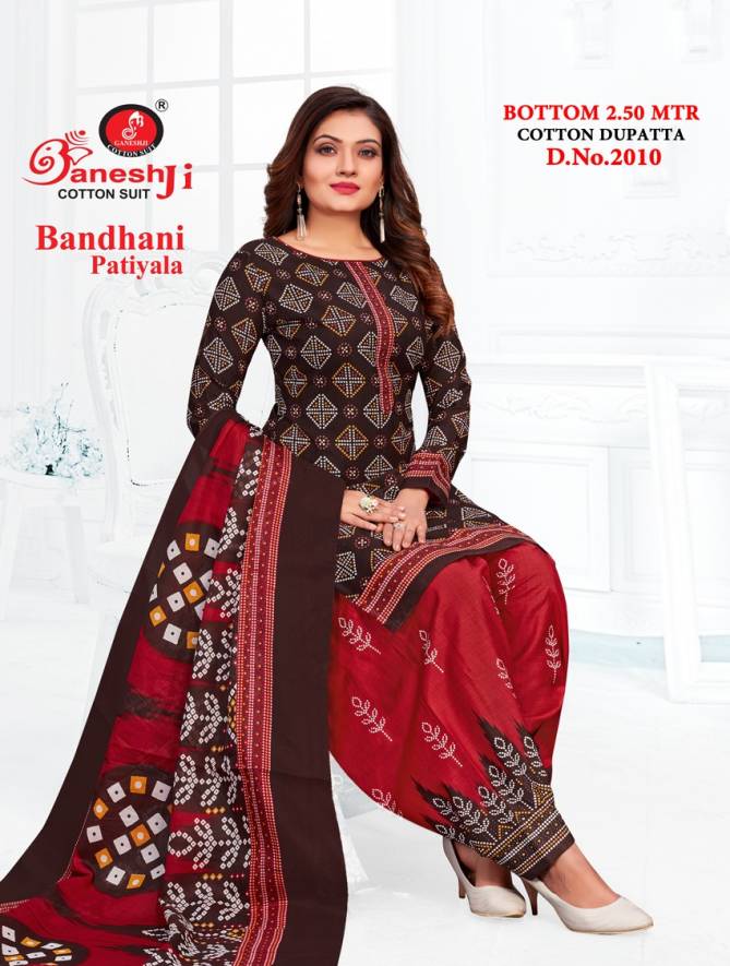 Ganeshji Bandhani Patiyala 2 Fancy Regular Wear Printed Cotton Dress Material Collection